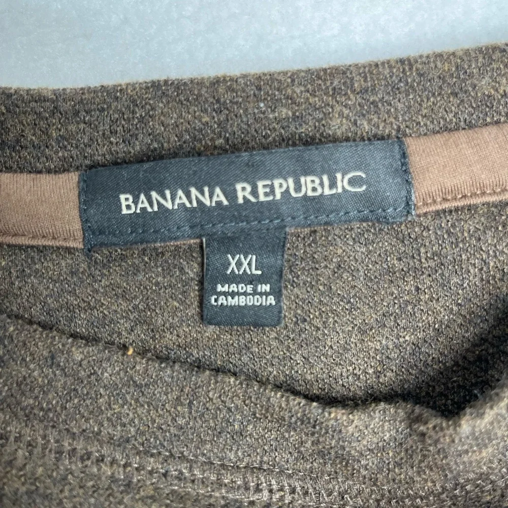 Banana Republic‎ Waffle Knit Long Sleeve Crewneck T-Shirt Brown Men's XXL